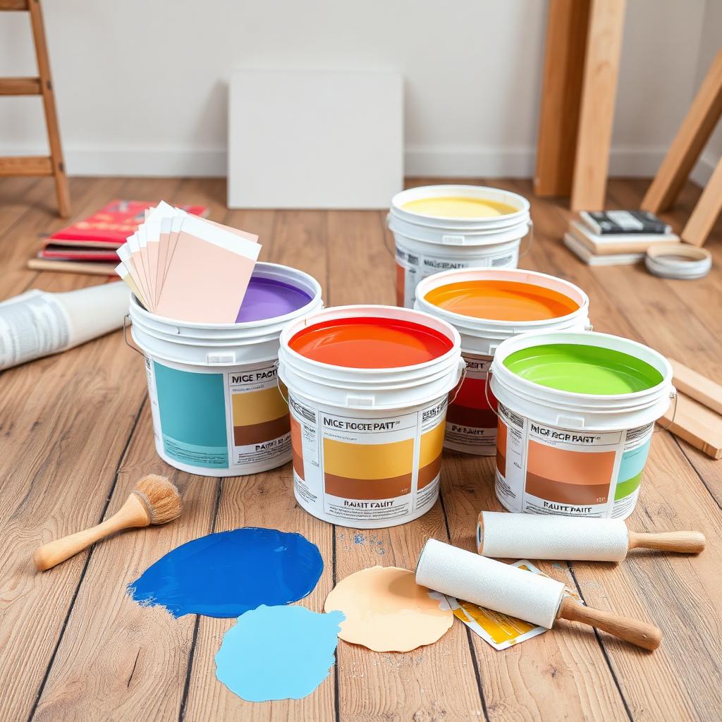 Paint buckets and rollers